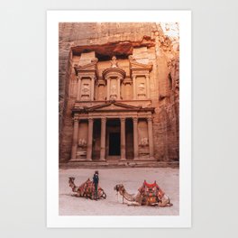 Camels at the Treasury, Petra (Jordan) Art Print