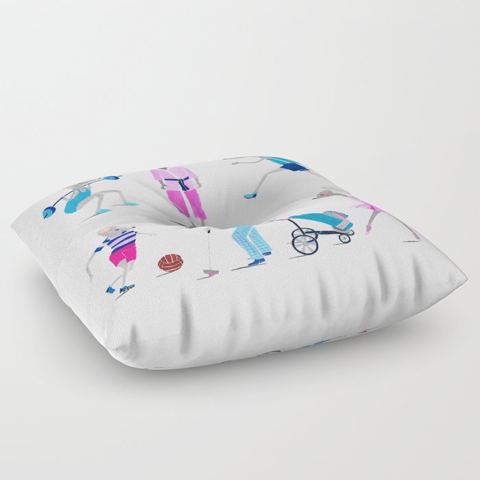 Funny painted sporty mice Floor Pillow