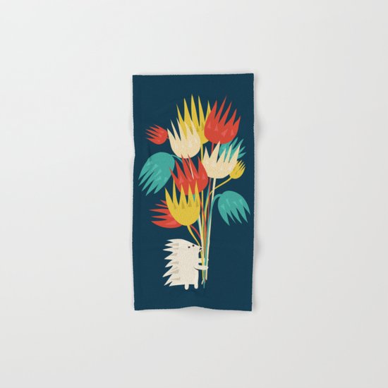 Hedgehog with flowers Hand & Bath Towel