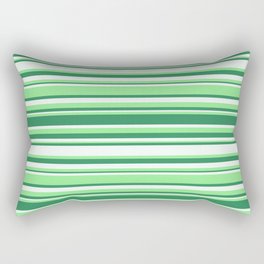 [ Thumbnail: Light Green, Sea Green & Mint Cream Colored Striped Pattern Rectangular Pillow ]
