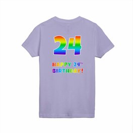 [ Thumbnail: HAPPY 24TH BIRTHDAY - Multicolored Rainbow Spectrum Gradient Kids T Shirt Kids T-Shirt ]