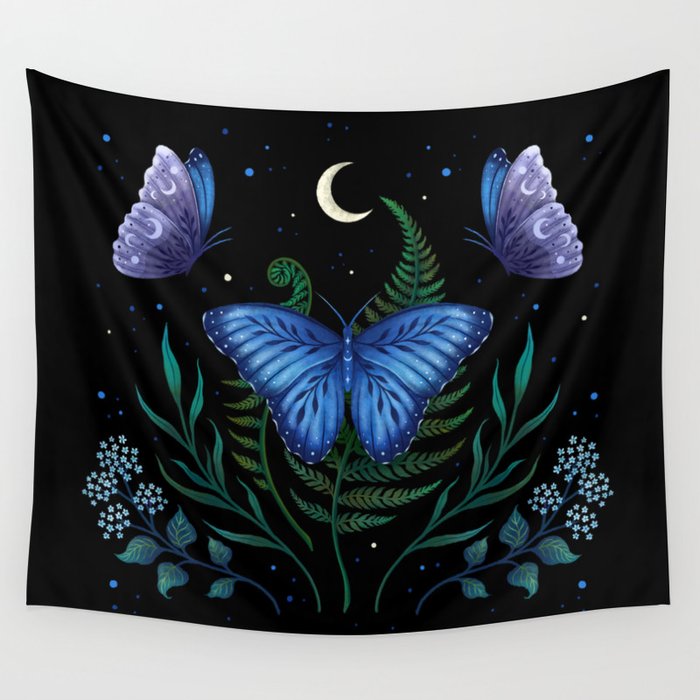 Blue Morpho Butterfly Wall Tapestry