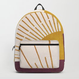 Marsala Sunset Backpack | Bright, Sunshine, Golden, Purple, Sunrise, Yellow, Sun, Marsala, Boho, Texture 
