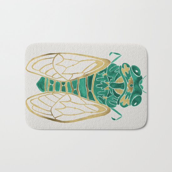 Cicada – Green & Gold Bath Mat