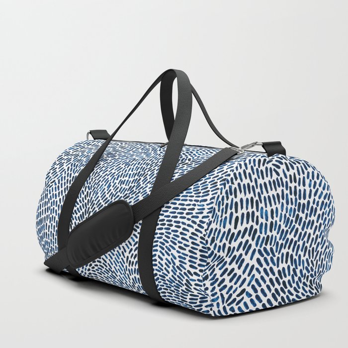 Abstract Ink Brush Stroke Pattern - Blue/white Duffle Bag