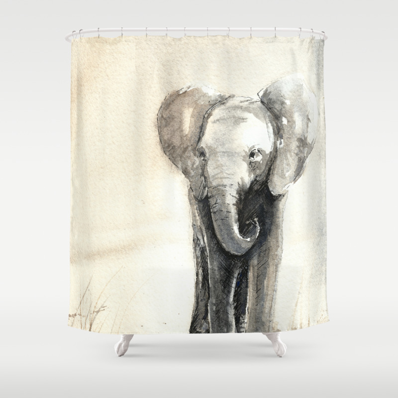 Baby Elephant Walking Shower Curtain By Shelleykjones Society6
