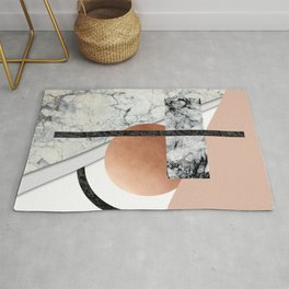 Collage II ( marble, copper, volcanic rock) Rug | Black, Texture, Geometry, Minimal, Geometric, Digital, White, Abstract, Pink, Gold 
