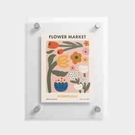 Flower Market Honolulu, Playful Naif Floral Print Floating Acrylic Print