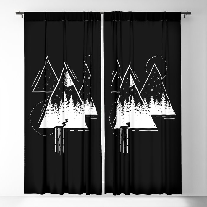 Modern Geometric Nature Forest Bohemian Triangles Blackout Curtain