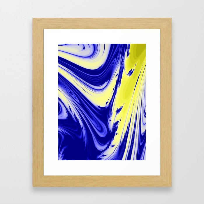 Swirls Of Blue and Yellow Framed Art Print
