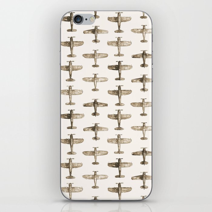 Vintage Airplanes Sepia Watercolor  iPhone Skin