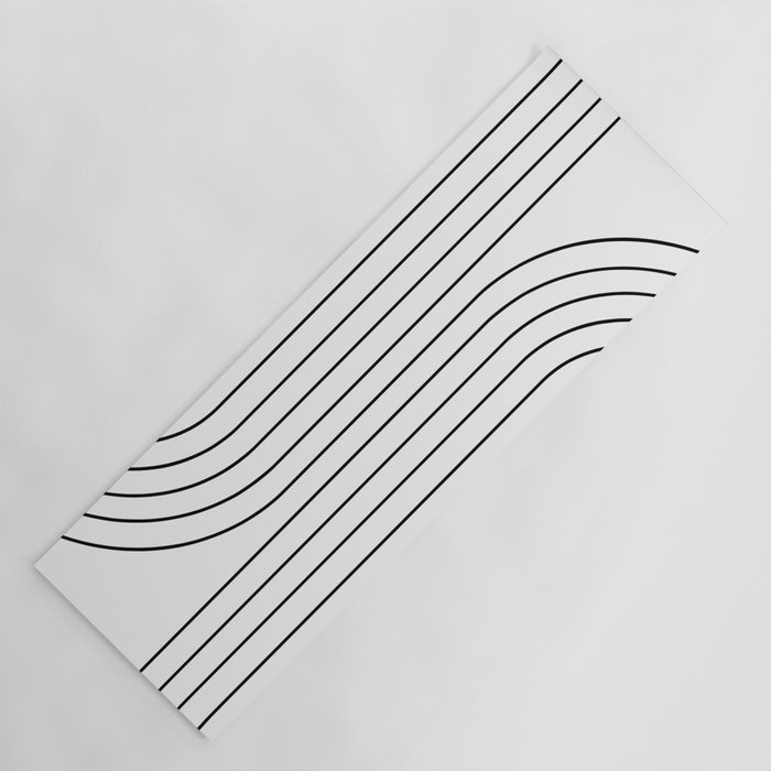 Minimal Line Curvature I Black and White Mid Century Modern Arch Abstract Yoga Mat
