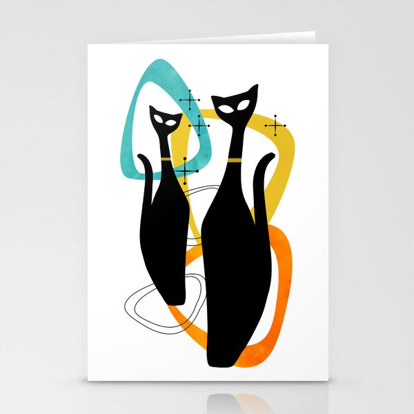 Mid Century Atomic Cats Stationery Cards