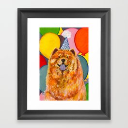 Chow Chow with Balloons Framed Art Print