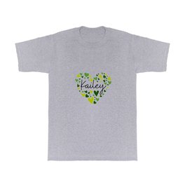 Kailey, green hearts T Shirt | Loveyoukailey, Personalized, Personalgift, Babygirl, Kailey, Romance, Graphicdesign, Ilovekailey, Namekailey, Wedding 