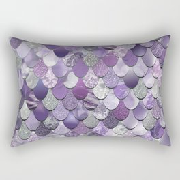 Mermaid Purple and Silver Rectangular Pillow