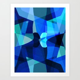 Watching Down The Sea - Blue Abstract Design Art Print