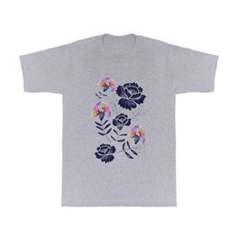 Artisanal Flowers T Shirt | Drawing, Cut Out, Deep Blue, Floral, Watercolor, Hearts, Blue, Artisanal, Flowers, Wall Decor 