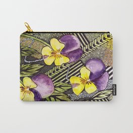 Pansies Carry-All Pouch | Illustration, Mixed Media, Abstract, Nature 