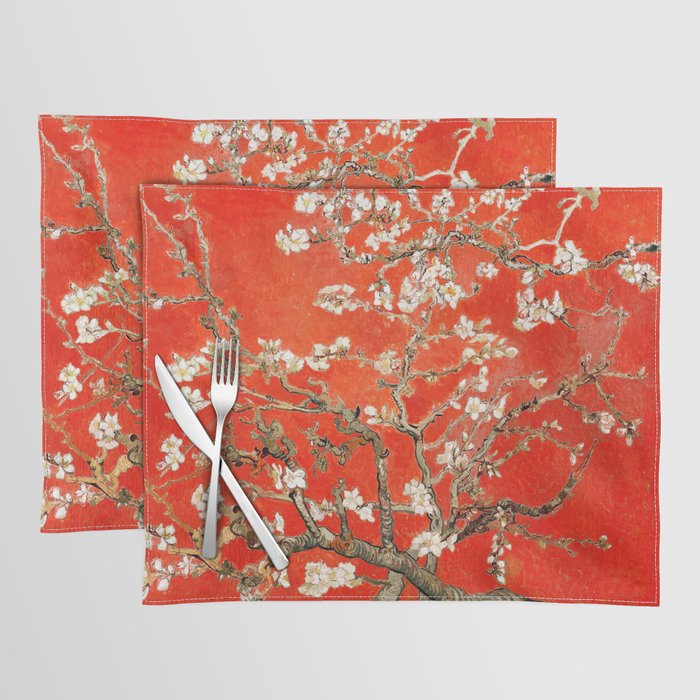 Red Almond Blossoms - Van Gogh (new color edit) Placemat