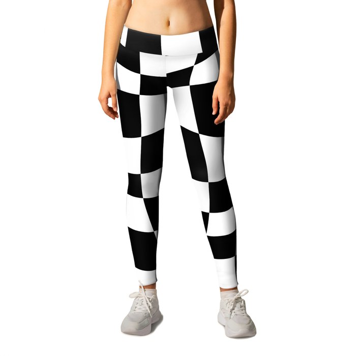 Warped Checkered Pattern (black/white) Leggings