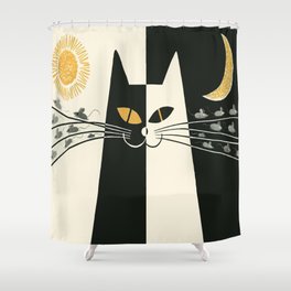 Vintage Black and White Cat Shower Curtain