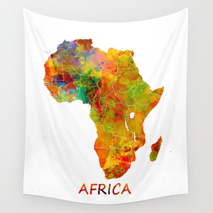 Africa map colored Wall Tapestry by Justyna Jaszke JBJart  Society6