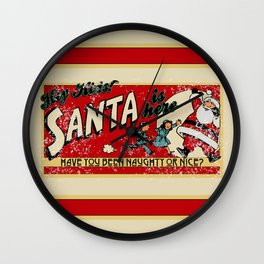 Naughty or Nice?, Vintage Santa Poster Wall Clock