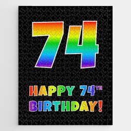 [ Thumbnail: HAPPY 74TH BIRTHDAY - Multicolored Rainbow Spectrum Gradient Jigsaw Puzzle ]