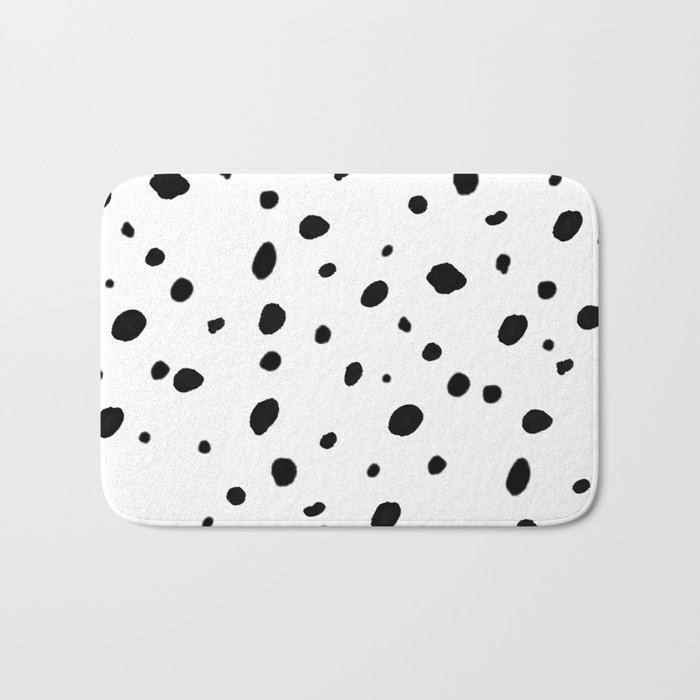 Elegant black toffee color watercolor polka dots Bath Mat