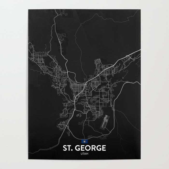 St. George, Utah, United States - Dark City Map Poster