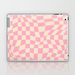 70s Trippy Grid Retro Pattern in Pink & Beige Laptop Skin