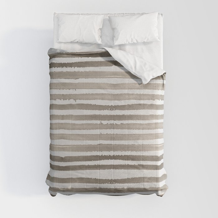 Simply Shibori Stripes Earth Brown on Lunar Gray Comforter