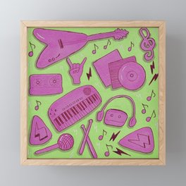 Neon Green and Pink Punk Rock Art Print Framed Mini Art Print