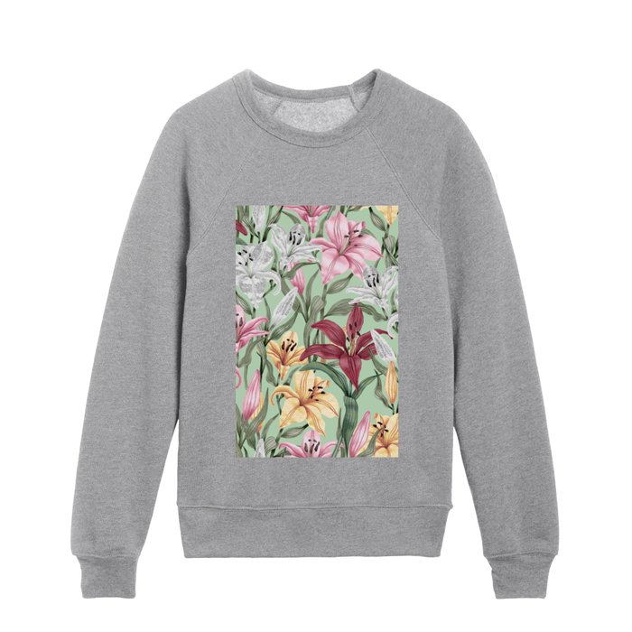 Lily Flower Pattern 26 Kids Crewneck