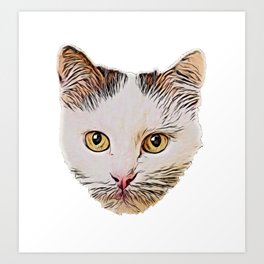 Turkish Angora Cat turkey Central asian sultan descent Art Print | Looking, Fur, Painting, Pet, Cat, Kitten, Orange, Turkey, Mammal, Asian 