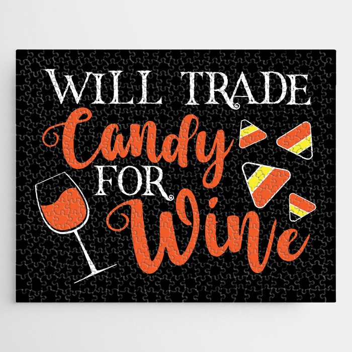Will Trade Candy For Wine Funny Halloween Jigsaw Puzzle