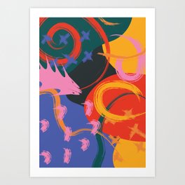Colorful Retro Abstract Shapes 2 Art Print