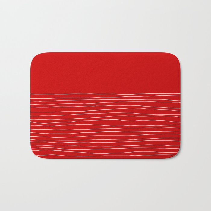 Hand Striped Red Bath Mat