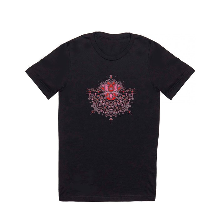 Lotus Blossom Mandala – Red & Pink Palette T Shirt