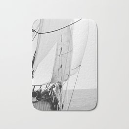 Away We Sail Bath Mat | Freedom, Sea, Ocean, Travel, Sailboat, Sail, Nautical, Digital, Boat, Sailing 
