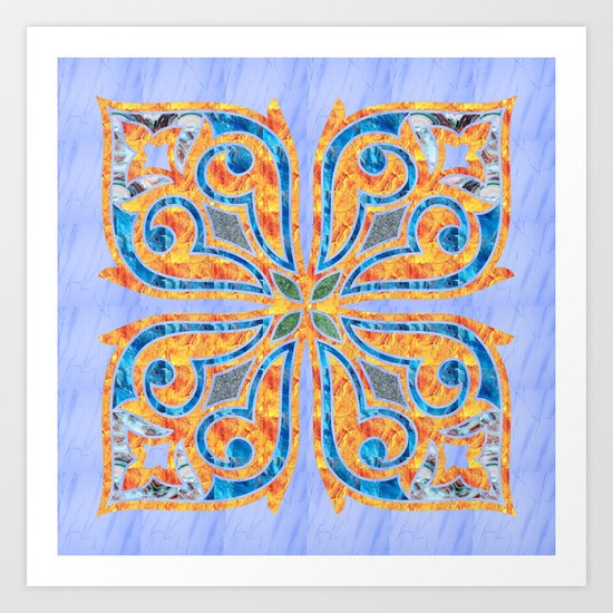 Blue Oriental Tile 02 Art Print