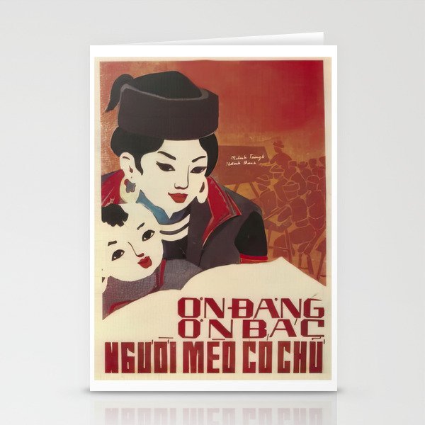 Vintage Vietnam Poster Woman and Child Stationery Cards