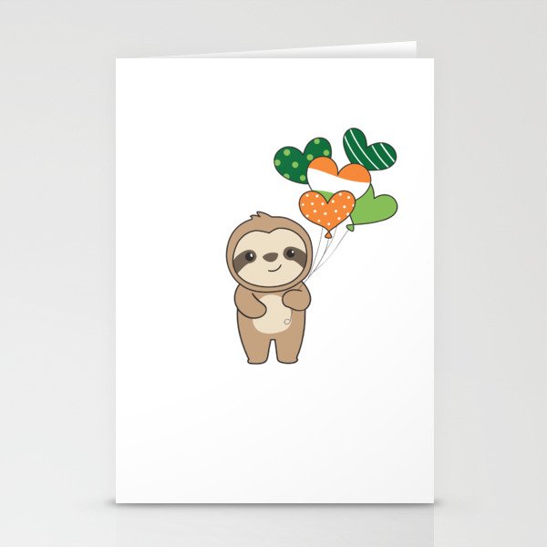 Sloth With Ireland Balloons Cute Animals Happiness Stationery Cards