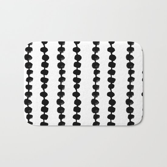 Linocut black and white dots pattern minimalist home decor nursery trendy dotted pattern Bath Mat