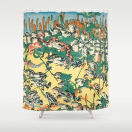 Fashionable Battle of Frogs by Kawanabe Kyosai, 1864 Shower Curtain