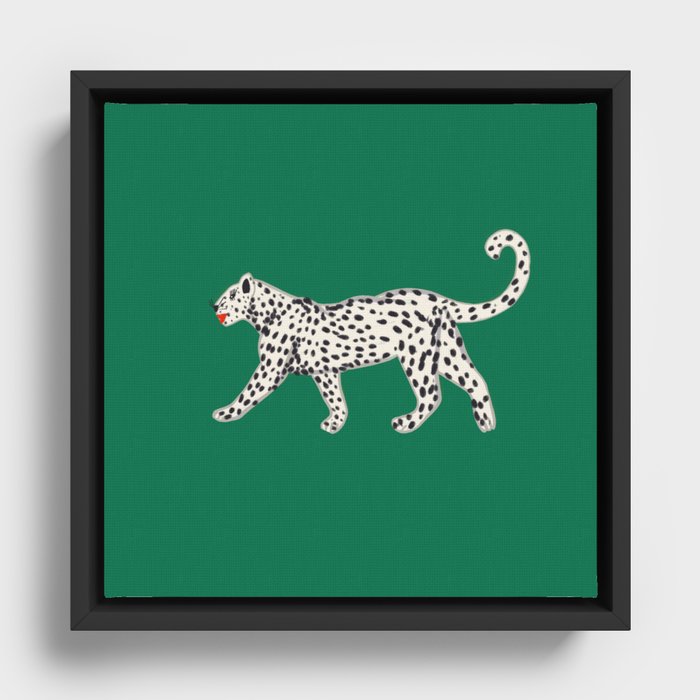 White leopard with red lips Framed Canvas