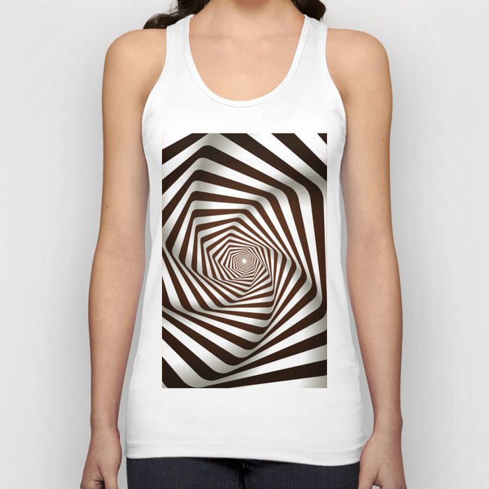 Brown & White Color Psychedelic Design Tank Top