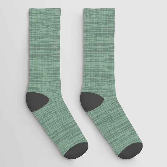 BRUSHED ABSTRACT ART LINES PATTERN CANVAS TEXTURE JADE Socks