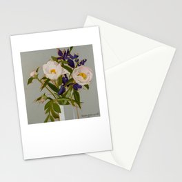 White Peonies and Wild Iris Stationery Card